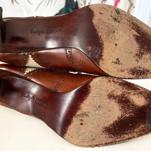 ULTRA RARE Vtg 80s Ralph Lauren Collection Leather Wingtip Granny Boots ITALY - Picture 8 of 8